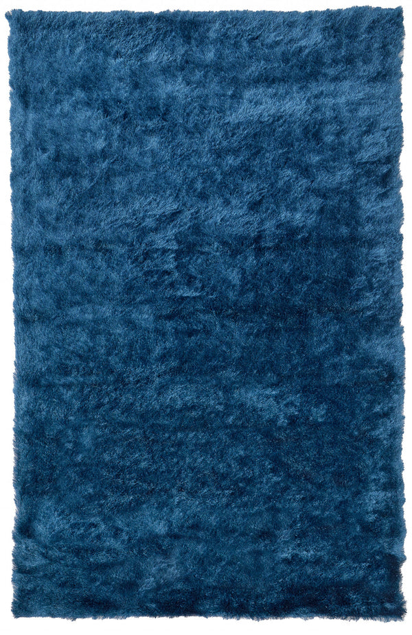 Homeroots 5' X 8' Blue And Green Shag Tufted Handmade Area Rug Blue,Green Polyester 511005