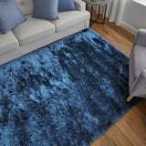 Homeroots 5' X 8' Blue And Green Shag Tufted Handmade Area Rug Blue,Green Polyester 511005