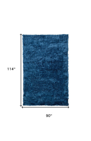 Homeroots 8' X 10' Blue And Green Shag Tufted Handmade Area Rug Blue,Green Polyester 511006