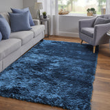 Homeroots 8' X 10' Blue And Green Shag Tufted Handmade Area Rug Blue,Green Polyester 511006