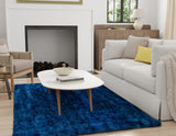 Homeroots 6' Runner Blue And Green Shag Hand Tufted Runner Rug Blue,Green Cotton Blend 511007