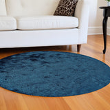 Homeroots 8' Blue And Green Round Shag Tufted Handmade Area Rug Blue,Green Polyester 511008