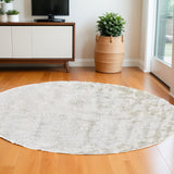 Homeroots 8' White Shag Hand Tufted Round Rug White Polyester 511015