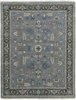 HomeRoots 8' Hand-Knotted Wool Floral Area Rug in Blue-Gray & Taupe – Stain Resistant, Timeless Elegance for Every Room 8' X 10' 511023