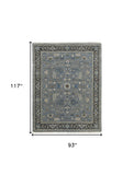 Homeroots 8' X 10' Blue Gray And Taupe Wool Floral Hand Knotted Stain Resistant Area Rug  Wool 511023