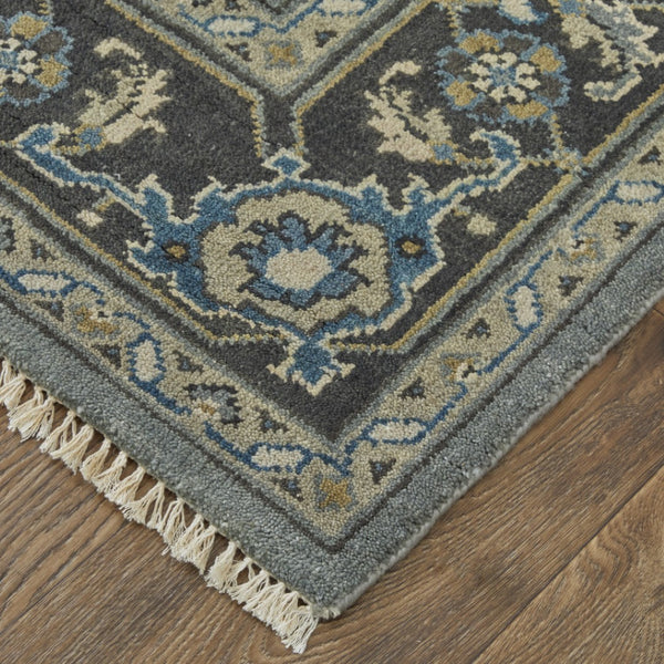 HomeRoots 8' Hand-Knotted Wool Floral Area Rug in Blue-Gray & Taupe – Stain Resistant, Timeless Elegance for Every Room 8' X 10' 511023