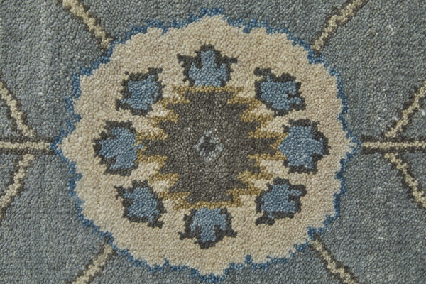 HomeRoots 8' Hand-Knotted Wool Floral Area Rug in Blue-Gray & Taupe – Stain Resistant, Timeless Elegance for Every Room 8' X 10' 511023