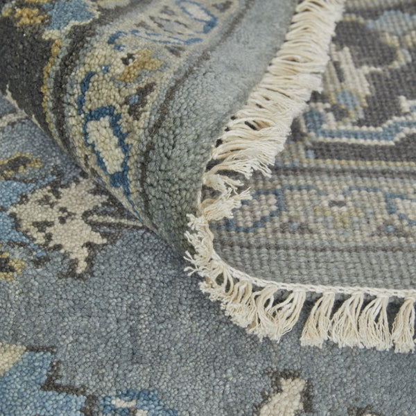 HomeRoots 8' Hand-Knotted Wool Floral Area Rug in Blue-Gray & Taupe – Stain Resistant, Timeless Elegance for Every Room 8' X 10' 511023
