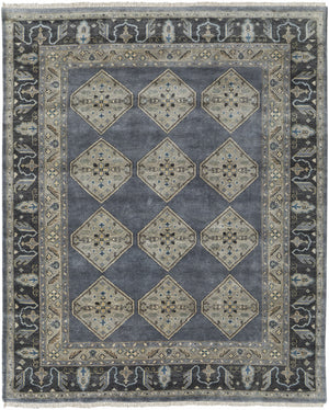 Homeroots 5' X 8' Blue Gray And Taupe Wool Floral Hand Knotted Stain Resistant Area Rug Blue,Gray,Taupe Wool 511027