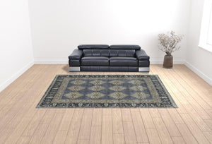 Homeroots 10' X 13' Blue Gray And Taupe Wool Floral Hand Knotted Stain Resistant Area Rug Blue,Gray,Taupe Wool 511030