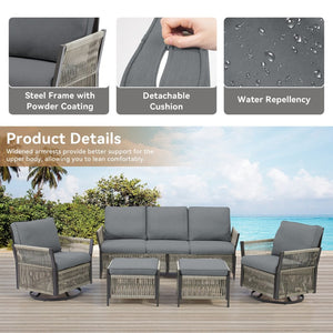 English Elm 73.2" Outdoor Handwoven Rattan 3 Seat Sofa with Olefin Cushions for Porch or Patio T3773P419402