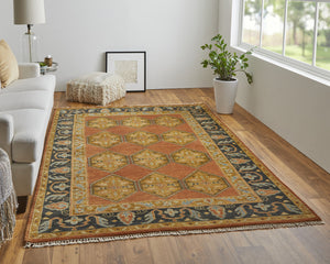 Homeroots 5' X 8' Tan Orange And Brown Wool Floral Hand Knotted Stain Resistant Area Rug Tan,Orange,Brown Wool 511032