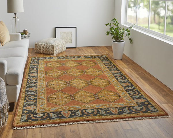 Homeroots 5' X 8' Tan Orange And Brown Wool Floral Hand Knotted Stain Resistant Area Rug Tan,Orange,Brown Wool 511032