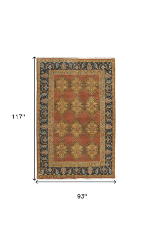 Homeroots 8' X 10' Tan Orange And Brown Wool Floral Hand Knotted Stain Resistant Area Rug Tan,Orange,Brown Wool 511033