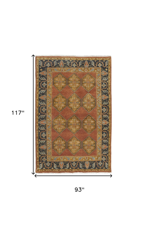Homeroots 8' X 10' Tan Orange And Brown Wool Floral Hand Knotted Stain Resistant Area Rug Tan,Orange,Brown Wool 511033