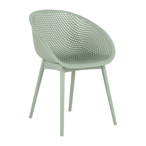 English Elm Summer Outdoor Bistro Set Uv Resistant Polypropylene Slatted Chairs and Round Patio Table Pale Green,White W3450S00021