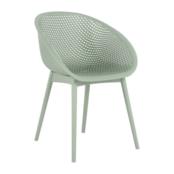 English Elm Summer Outdoor Bistro Set Uv Resistant Polypropylene Slatted Chairs and Round Patio Table Pale Green,White W3450S00021