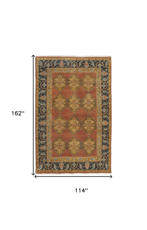 Homeroots 10' X 13' Tan Orange And Brown Wool Floral Hand Knotted Stain Resistant Area Rug Tan,Orange,Brown Wool 511035