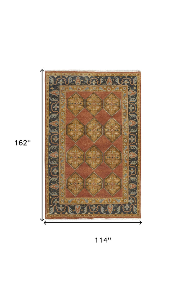 Homeroots 10' X 13' Tan Orange And Brown Wool Floral Hand Knotted Stain Resistant Area Rug Tan,Orange,Brown Wool 511035