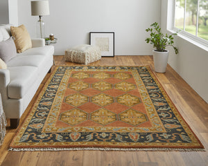 Homeroots 10' X 13' Tan Orange And Brown Wool Floral Hand Knotted Stain Resistant Area Rug Tan,Orange,Brown Wool 511035