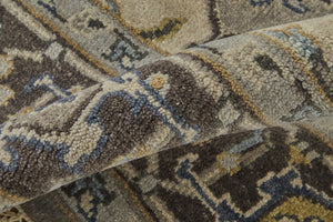 Homeroots 5' X 8' Gray Taupe And Blue Wool Floral Hand Knotted Stain Resistant Area Rug  Wool 511037