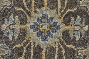Homeroots 5' X 8' Gray Taupe And Blue Wool Floral Hand Knotted Stain Resistant Area Rug  Wool 511037