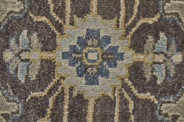 Homeroots 5' X 8' Gray Taupe And Blue Wool Floral Hand Knotted Stain Resistant Area Rug  Wool 511037
