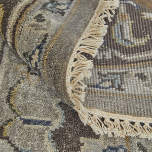 Homeroots 5' X 8' Gray Taupe And Blue Wool Floral Hand Knotted Stain Resistant Area Rug  Wool 511037