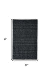 Homeroots 5' X 8' Black Wool Hand Woven Area Rug Black Wool 511043