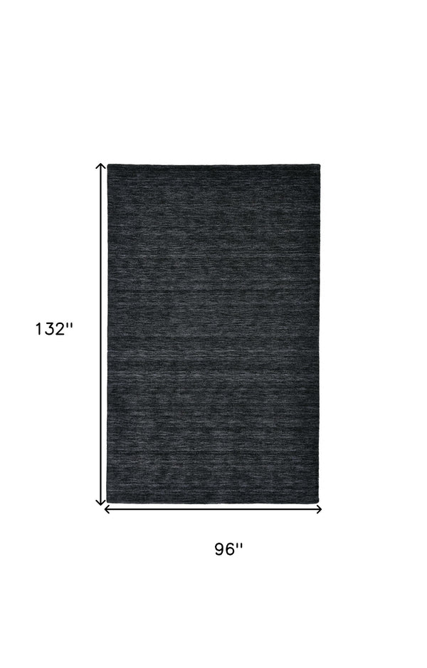 Homeroots 8' X 11' Black Wool Hand Woven Area Rug Black Wool 511044