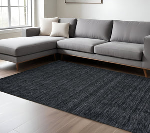 HomeRoots 4' Hand Woven Black Wool Area Rug - Timeless Elegance, Durable Comfort for Modern Living Spaces 8' X 11' 511044