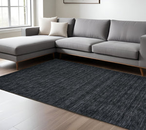 HomeRoots 4' Hand Woven Black Wool Area Rug - Timeless Elegance, Durable Comfort for Modern Living Spaces 10' X 13' 511045
