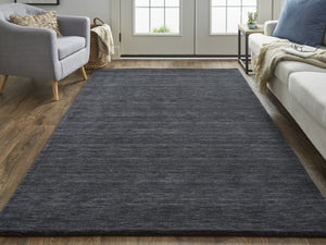 HomeRoots 4' Hand Woven Black Wool Area Rug - Timeless Elegance, Durable Comfort for Modern Living Spaces 10' X 13' 511045
