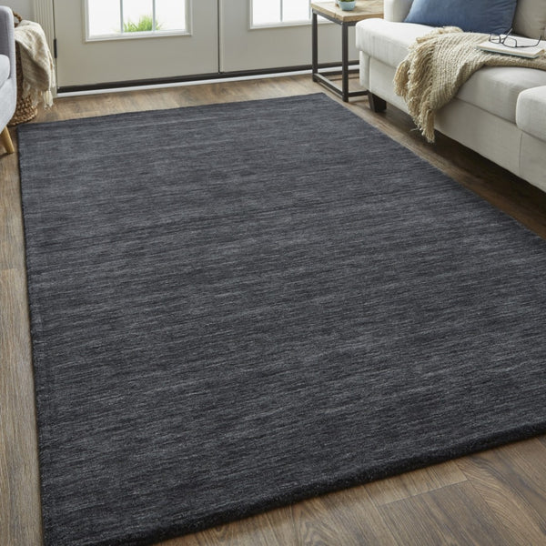 HomeRoots 4' Hand Woven Black Wool Area Rug - Timeless Elegance, Durable Comfort for Modern Living Spaces 10' X 13' 511045