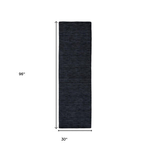 HomeRoots 4' Hand Woven Black Wool Area Rug - Timeless Elegance, Durable Comfort for Modern Living Spaces 8' Runner 511046