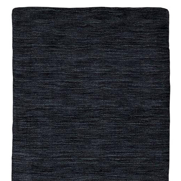 Homeroots 8' Runner Black Hand Woven Runner Rug Black Wool Blend 511046