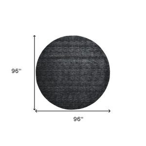 Homeroots 4' Black Wool Hand Woven Area Rug - Stain Resistant, Unique Artisan Craftsmanship For Modern Spaces 8' Round Wool 511047