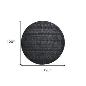 Homeroots 4' Black Wool Hand Woven Area Rug - Stain Resistant, Unique Artisan Craftsmanship For Modern Spaces 10' Round Wool 511048