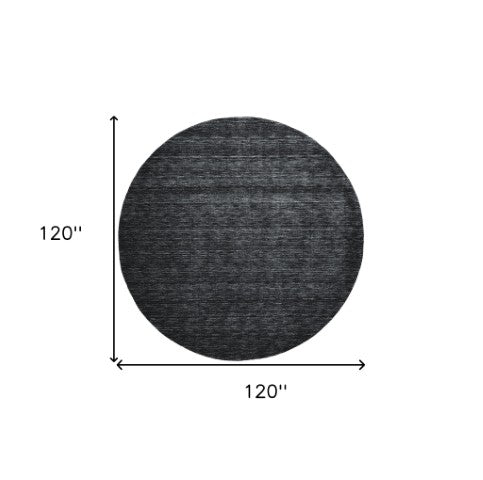 Homeroots 4' Black Wool Hand Woven Area Rug - Stain Resistant, Unique Artisan Craftsmanship For Modern Spaces 10' Round Wool 511048