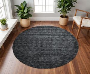 Homeroots 4' Black Wool Hand Woven Area Rug - Stain Resistant, Unique Artisan Craftsmanship For Modern Spaces 10' Round Wool 511048