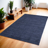 Homeroots 4' X 6' Blue Wool Hand Woven Area Rug Blue Wool 511050