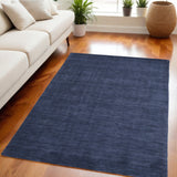 Homeroots 5' X 8' Blue Wool Hand Woven Area Rug Blue Wool 511051