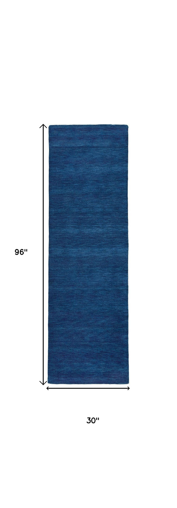 Homeroots 8' Runner Blue Hand Woven Runner Rug Blue Wool Blend 511054