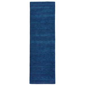 HomeRoots 4' Hand Woven Black Wool Area Rug - Timeless Elegance, Durable Comfort for Modern Living Spaces Blue 8' Runner 511054