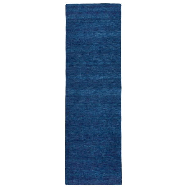 HomeRoots 4' Hand Woven Black Wool Area Rug - Timeless Elegance, Durable Comfort for Modern Living Spaces Blue 8' Runner 511054