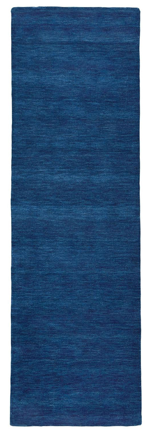 Homeroots 8' Runner Blue Hand Woven Runner Rug Blue Wool Blend 511054