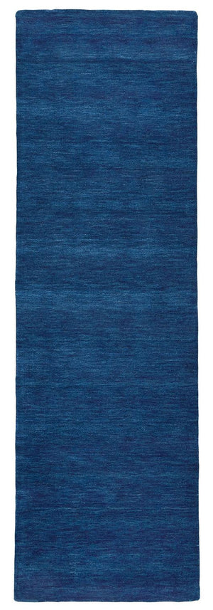 Homeroots 8' Runner Blue Hand Woven Runner Rug Blue Wool Blend 511054