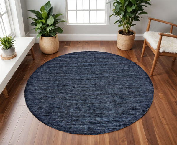 Homeroots 4' Black Wool Hand Woven Area Rug - Stain Resistant, Unique Artisan Craftsmanship For Modern Spaces 10' Round Wool 511056