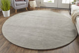 Homeroots 8' Gray And Ivory Round Wool Hand Woven Area Rug Gray,Ivory Wool 511063