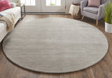 Homeroots 8' Gray And Ivory Round Wool Hand Woven Area Rug Gray,Ivory Wool 511063